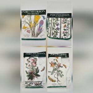 VNTG Portmeirion Botanic Garden Oven Mitt & Pot Holder Set Made in UK